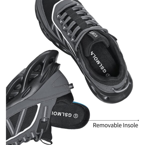 Men's Black White Cross Training Walking Running Tennis Sneakers Athletic Shoes - Picture 5 of 8